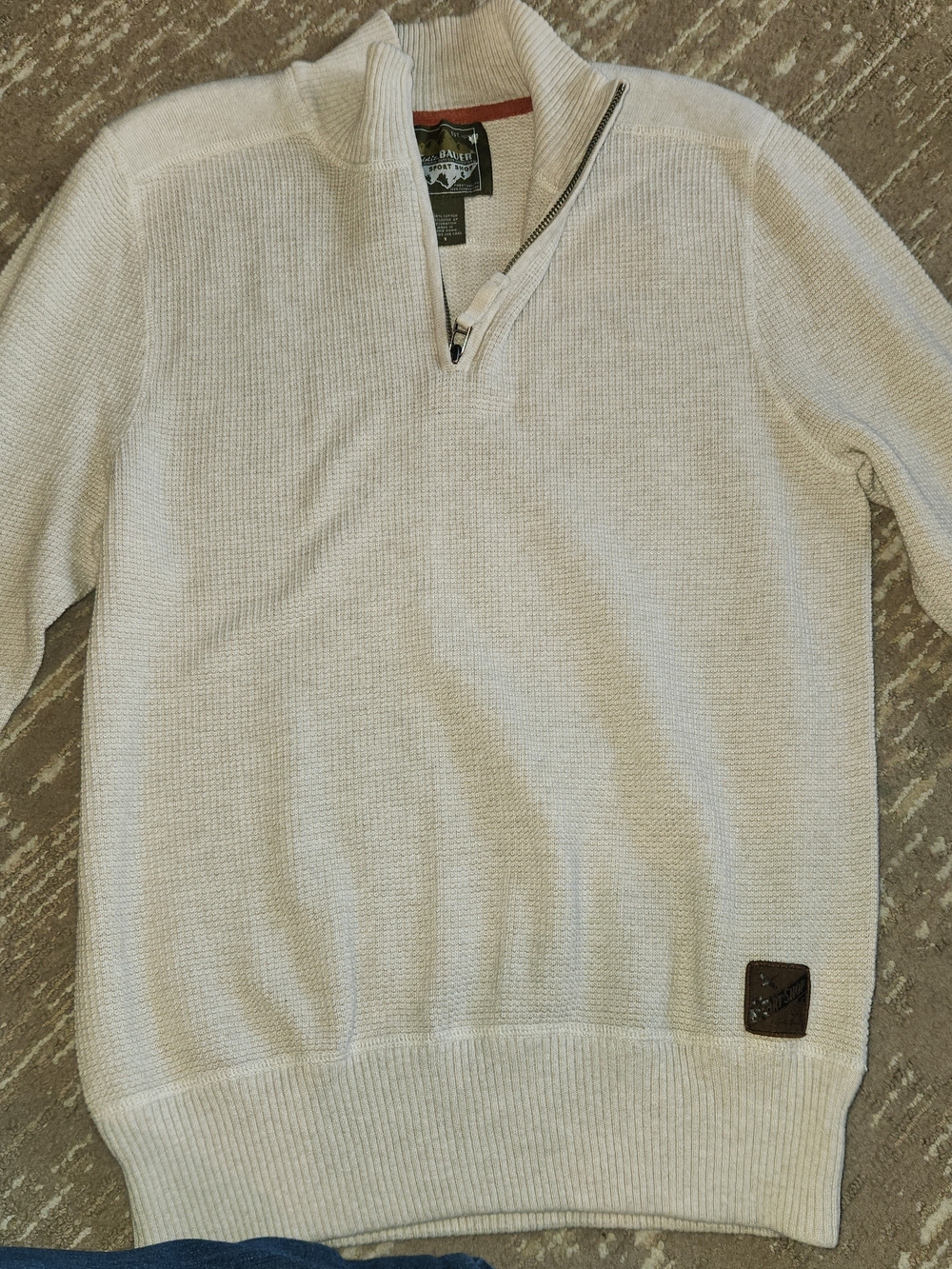 Eddie Bauer Vintage, Fisherman, Pullover, Cream Quarter-Zip Knit Sweater